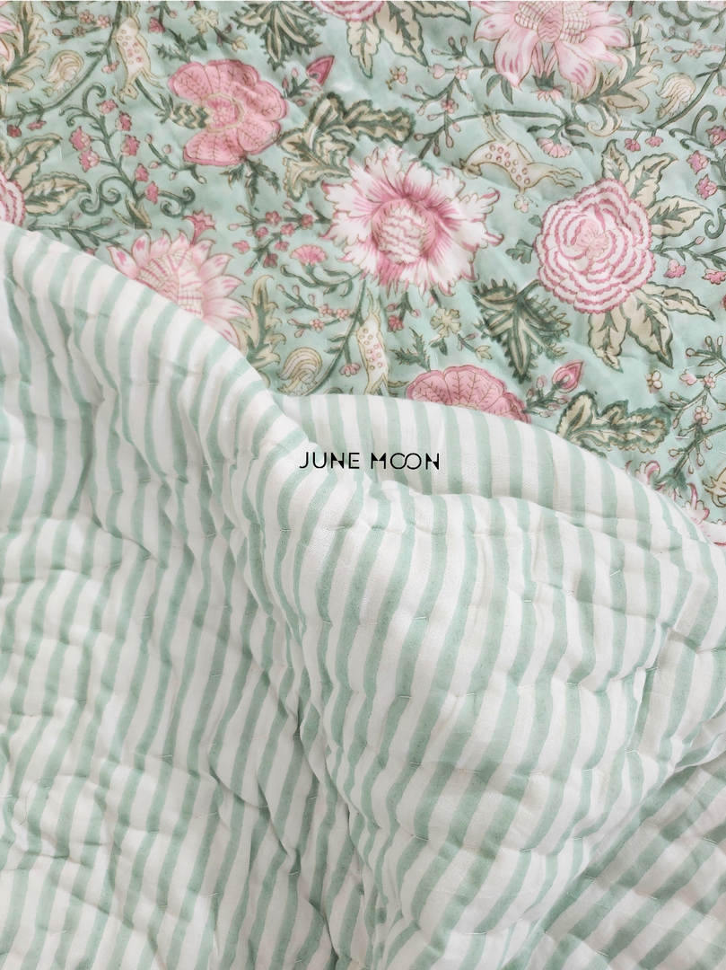 Sagewood - Block Printed Muslin Quilt